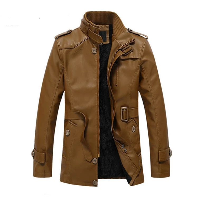 Winter Stand Collar Fleece PU Leather Jacket for Men in Stock, Black;brown;khaki
Winter Stand Collar Fleece PU Leather Jacket for Men in Stock, Black;brown;khaki
