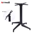 Amywell black iron metal furniture frame foldable dining table legs