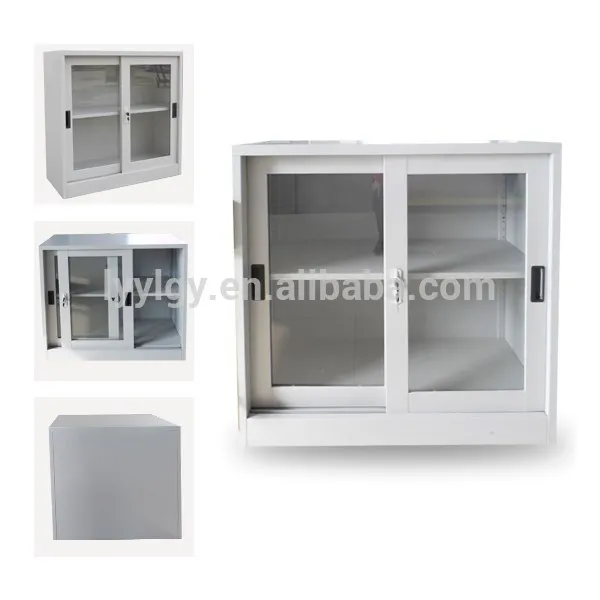 pequeña puerta corredera de vidrio gabinetes de metal y muebles de oficina del gabinete de almacenamiento
