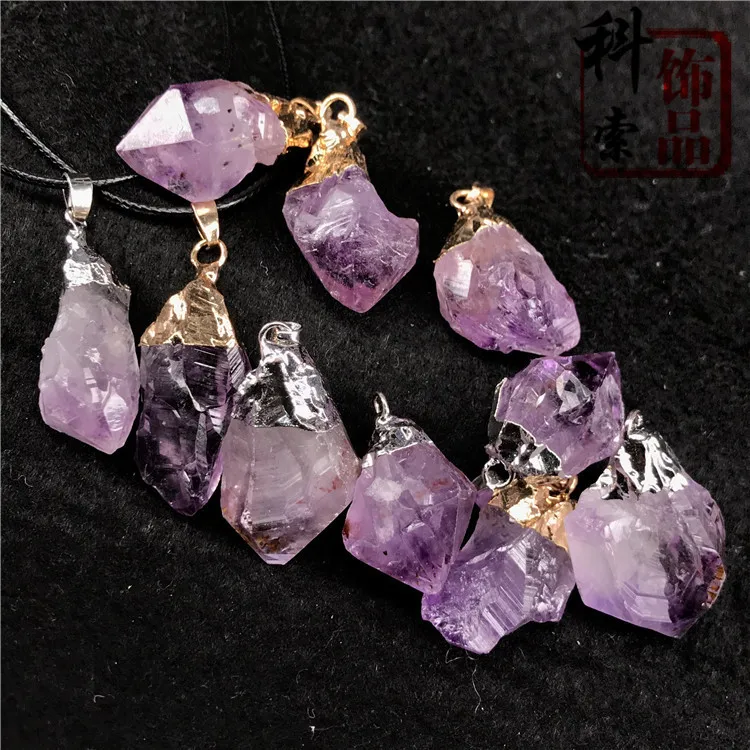 10~16MM edging gold and silver amethyst enamel pendant unisex irregular pendant necklace, Picture
10~16MM edging gold and silver amethyst enamel pendant unisex irregular pendant necklace, Picture