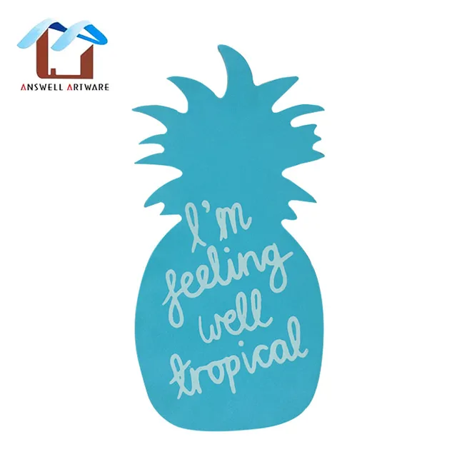 Lovely Blue Pineapple Shape Wholesale Wooden Craft Wall Hanging Decoration