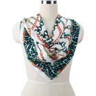 New Twill Square Hand Rolled Silk Printed Scarf For Women