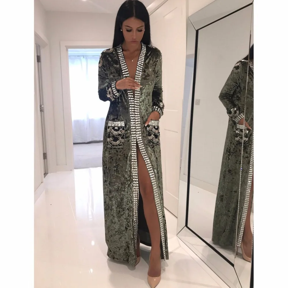 2017 new light green black brown velvet material beads women winter coat long sleeve wholesale instock A1935
2017 new light green black brown velvet material beads women winter coat long sleeve wholesale instock A1935