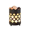 Real Himalayan Pink Salt Rock Lamp Crystal Salt Chunks in Black Iron Art Basket Dimmer Light for Air Purification