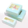 Custom Wedding Party Kraft Paper Box white dots Cake Food Packaging box blue Candy Cookies Cupcake box