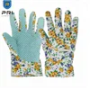 PRI In Stock LadiesPVC Flower Pattern Chore Dotted Women Floral Gardening Cotton Gloves for eczema