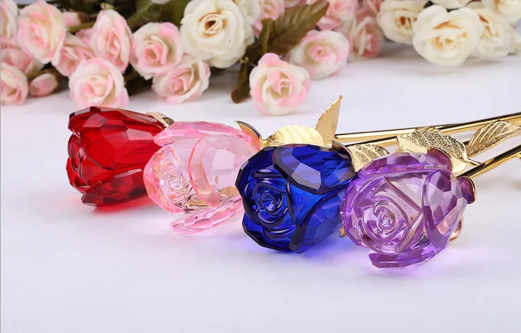 never fade colorful k9 crystal rose flower valentine day gift