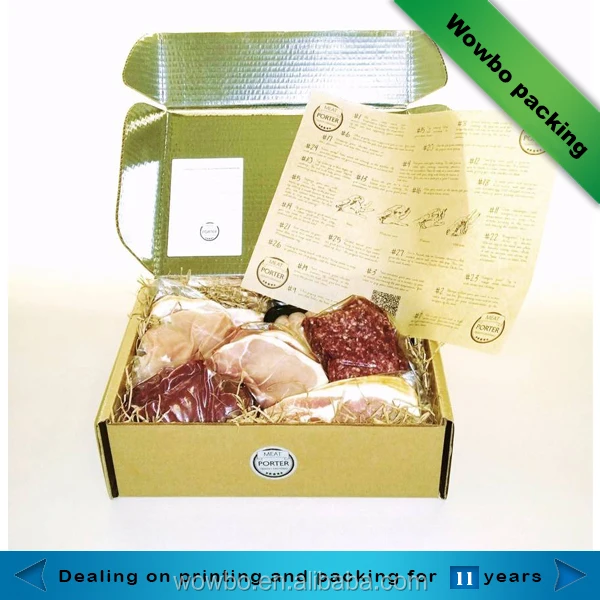 custom corrugated paper frozen meat packing box with foldable