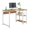 Oak Wood Home Office Workstation Desk with Open Shelves