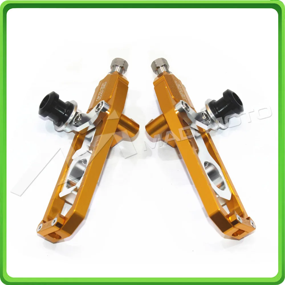 Motorcycle Chain Tensioner Adjuster with paddock bobbins kit for Yamaha YZF-R1 R1M R1S 2015 2016 2017 15 16 17 Gold&Silver (3)