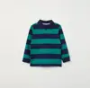 6-12 years boys green striped rugby shirt Custom design autumn basic style long sleeve polo shirt