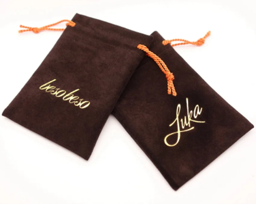 custom velvet jewelry drawstring pouch with logo