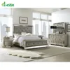 Golden Series Antique Classic living room Mirrored Furniture Collection with pair of bedside table , cabinet and mirror