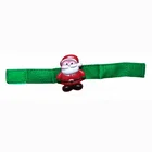 Party Customized Design Flashing Christmas Santa Nylon Ribbon Glitter Led Bracelet