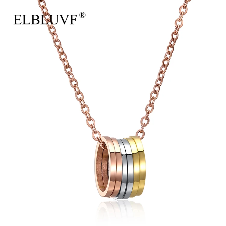 ELBLUVF Free Shipping Stainless Steel Fashion Temperament Tricolor Rings Pendant Necklace
ELBLUVF Free Shipping Stainless Steel Fashion Temperament Tricolor Rings Pendant Necklace