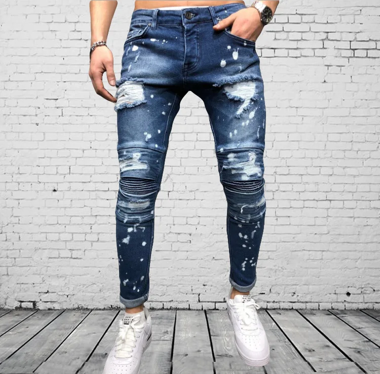2019 new trend men's jeans stretch jeans Distressed biker slim hole denim paint pleats skinny feet American men's pants denim, Picture color
2019 new trend men's jeans stretch jeans Distressed biker slim hole denim paint pleats skinny feet American men's pants denim, Picture color