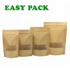 Reusable food pouch stand up zip lock kraft paper bags with window Manufacturer