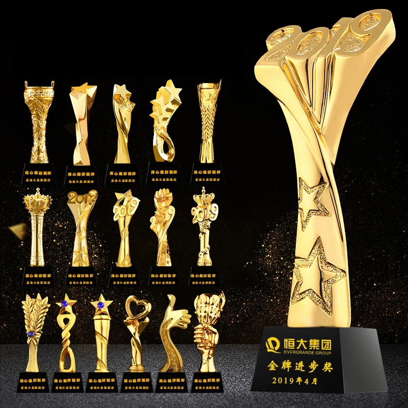 2019 Novo Design de Ouro coroa de Resina de Cristal prêmio troféu de vidro Com K9 Base de Qualidade