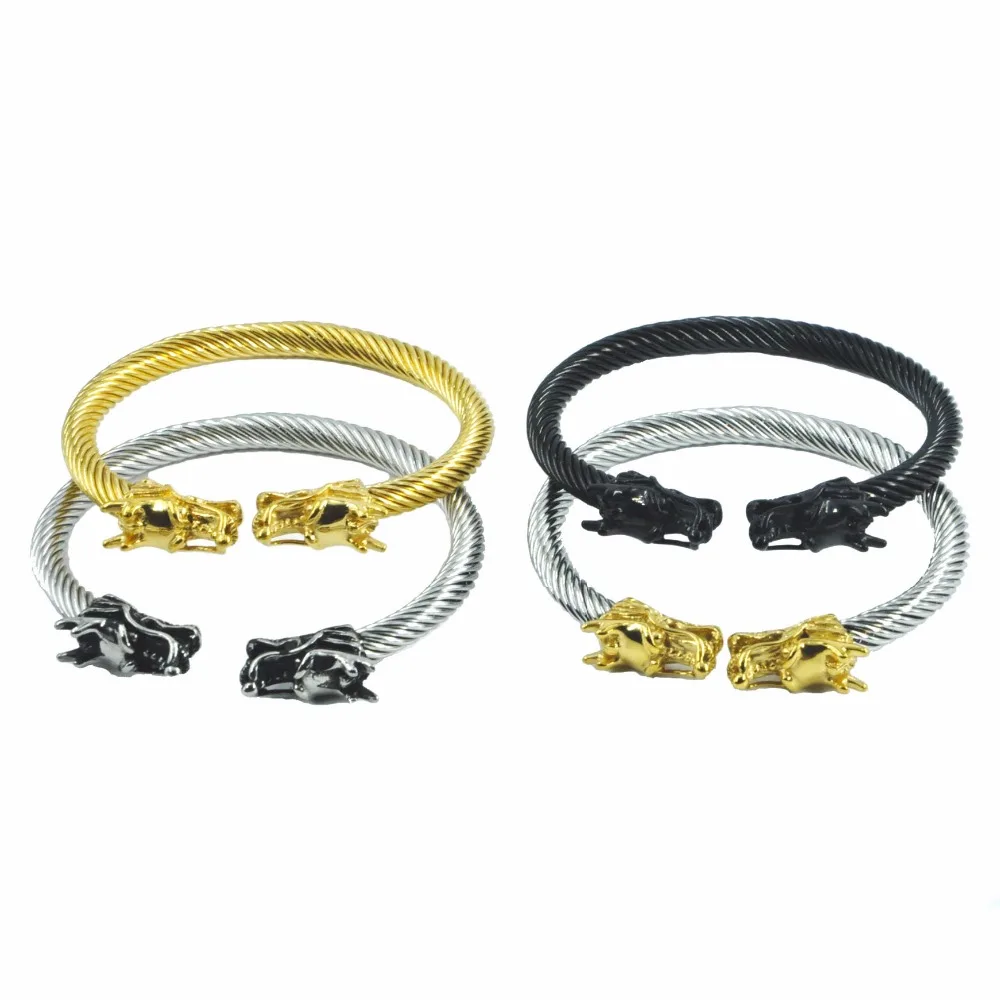 New Stainless Steel Item Wire Bracelet 18K Gold Double China Dragon Steel Cable Bangle For Men Jewelry, Gold;silver;black
New Stainless Steel Item Wire Bracelet 18K Gold Double China Dragon Steel Cable Bangle For Men Jewelry, Gold;silver;black
