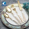 Cathylin Dinnerware set Luxury Bone China flatware with ceramic handle gold cutlery sets for knife spoon