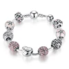 Qings 925 Sterling Silver Plated Bracelets With Pink Zircon Jewelry Fashion Bracelets For Pandora Style