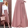 HFS1678B Europe Elegant Women Clothing High Waist Slit Ladies Long Skirt With Belt