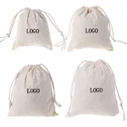 Wholesale High Quality eco friendly reusable custom logo small cotton drawstring bag