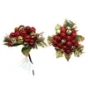 New Artificial Christmas Red/Gold Flower Pick Artificial Fruit Ball Flower With Berries