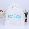 High Quality Custom White Non-woven Drawstring Pouch for Packaging Clothings Hats