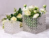 Table centerpiece clear square crystal glass beaded vase for home decoration/candle holder votive