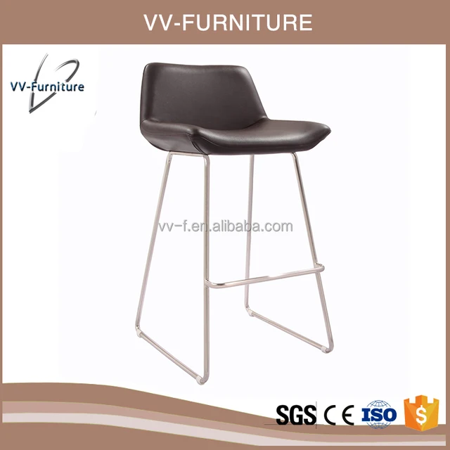 High quality brushed base fixed high bar stool chair with back