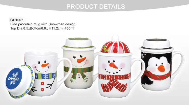 christmas gift ceramic coffee mug with lid