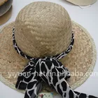 Hot sale palm leaf hats straw hats with scarf for women