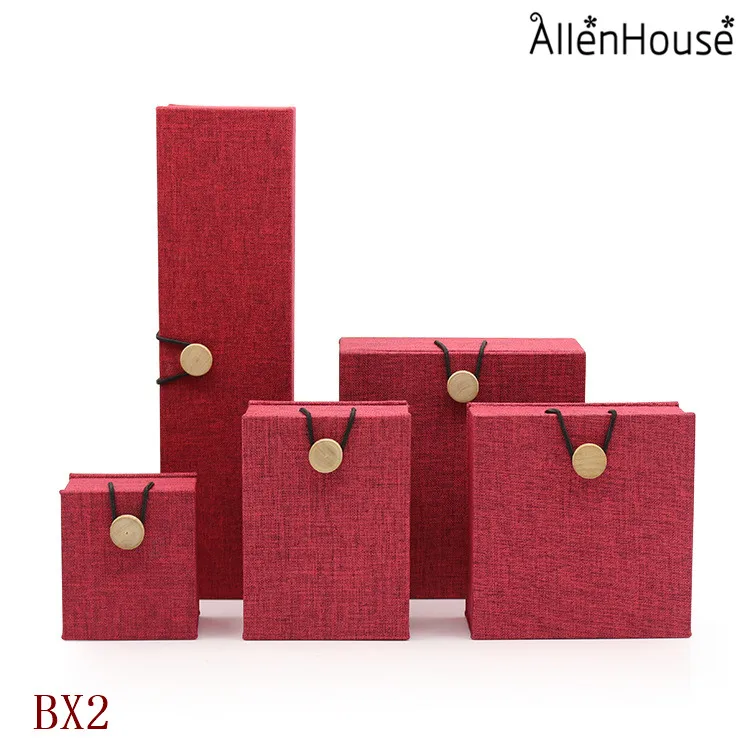 china high quality natural linen fabric paper gift storage box