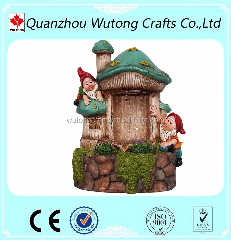 gnomes water fountain for garden decor both figurines fishing