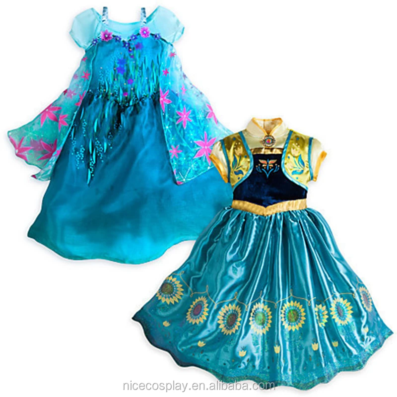 Wholesale Kids Cosplay Frozen Short Sleeved Dress Carnival Princess Costumes