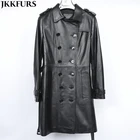 Long Genuine Sheepskin Leather Jacket Women Spring Autumn Real Leather Coat Top Quality