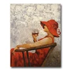 Skilled artist impressionist beautiful lady with wine cup in chair portrait oil painting on canvas