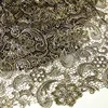Polyester / Nylon Material and Embroidered Technics gold bridal lace trimB2660