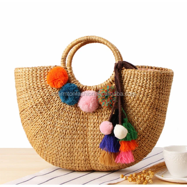 new arrival personalized fashion beach basket straw totes