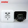 High quality electrical CE RoHS VDE approved Euro Schuko 2 usb port socket, luxury eu usb wall socket