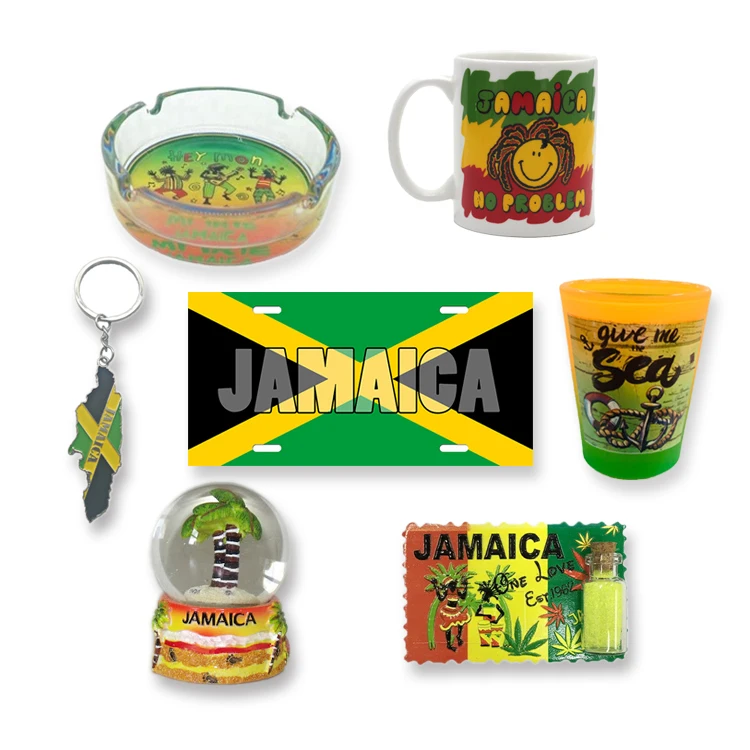 Jamaica souvenir gift set custom jamaica snow globe keychain shot glass