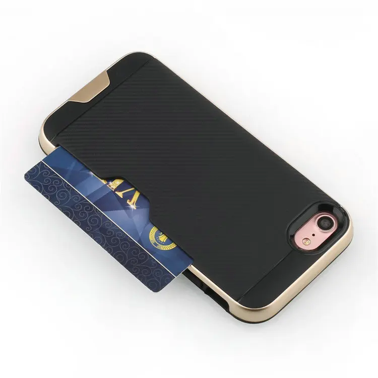 Slide Card Holder PC Mobile Phone Cover Case for Iphone 6 Case Cover