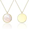 Round Disc Pendant Necklace for Women Fashion Chic Jewelry Natural Mother of Pearl Shell Charm Necklace