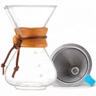 Chemex Style 800ML FDA Standard Borosilicate Pour Over Custom Glass Coffee Dripper With Rubber Collar