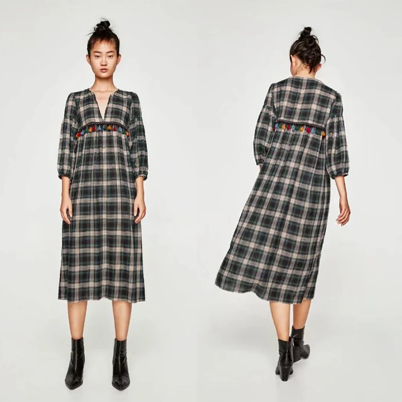 2019 Women Clothing Manufacturer Plaid V Neck Women Casual Dress Long Sleeve
2019 Women Clothing Manufacturer Plaid V Neck Women Casual Dress Long Sleeve
