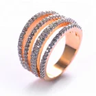 24K Gold dubai aaa cubic zirconia adjustable gemstone wedding rings jewelry