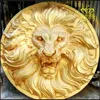 Wild Animal Bust Gold Lion Head Hanging Wall Resin Fiberglass Statue Bronze Sculpture Home Decor