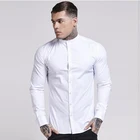 blank white men's long sleeve oxford stretch fit shirt