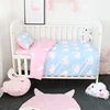 Custom 100% Cotton Pink Rabbit Printed Applique Baby Boys Girls Bedding Cover 3 Pieces Set